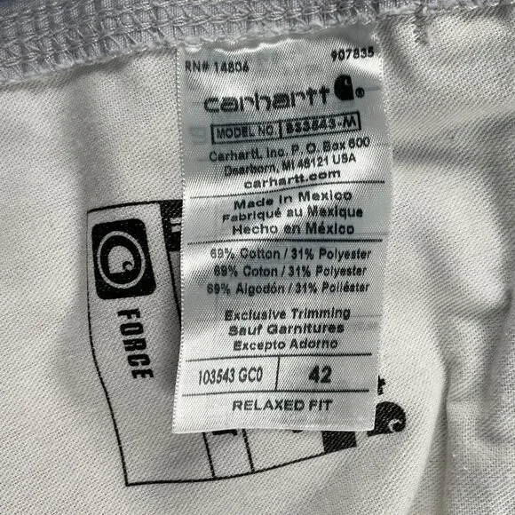 Carhartt‎ Cargo Shorts Mens 42 Relaxed Fit Force Gray Ripstop Workwear - Picture 4 of 8